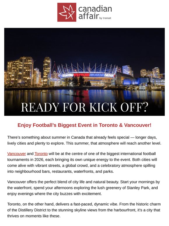 Book Vancouver & Toronto for Summer 2026 ⚽