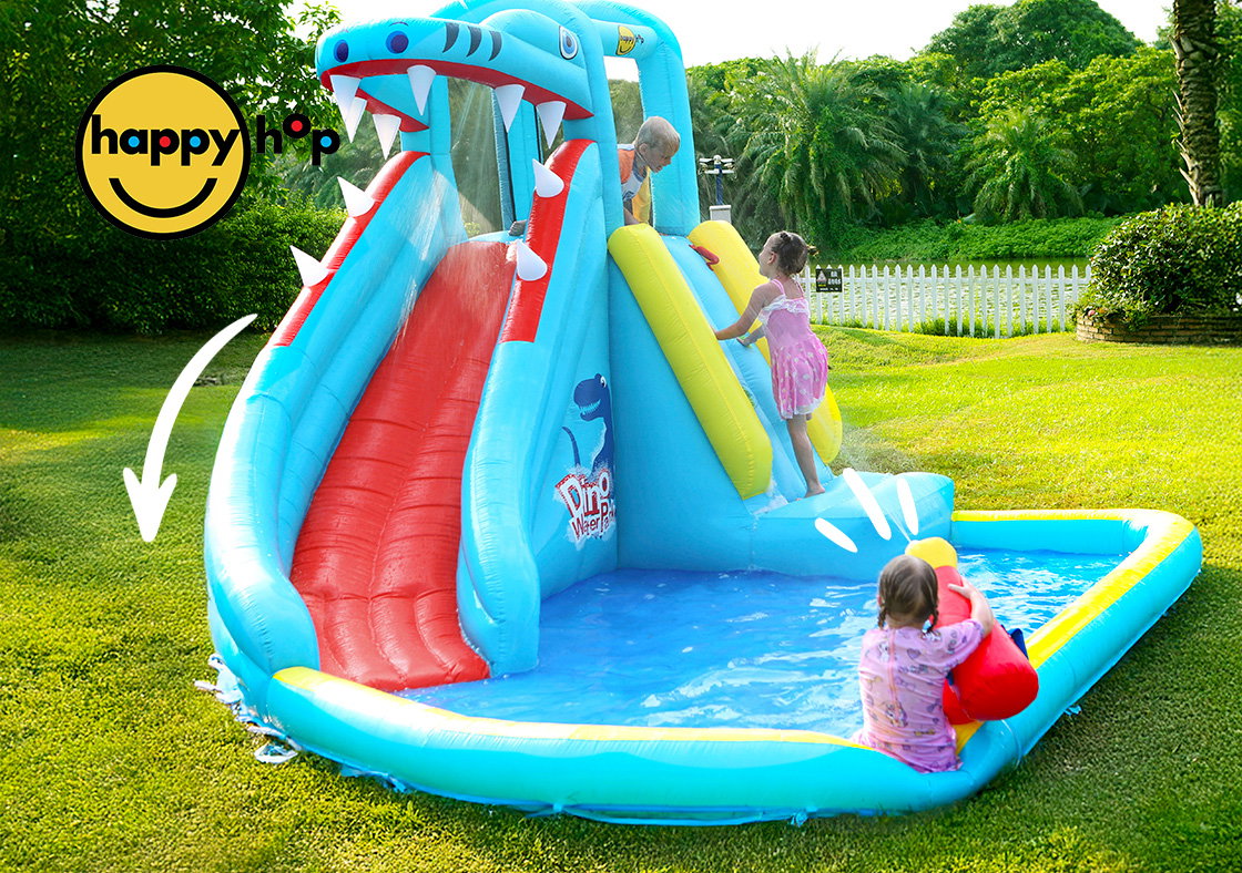 Happy Hop Dinosaur Water Park Bouncy Castle with Slide