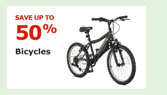Bicycles. Save up to 50%.
