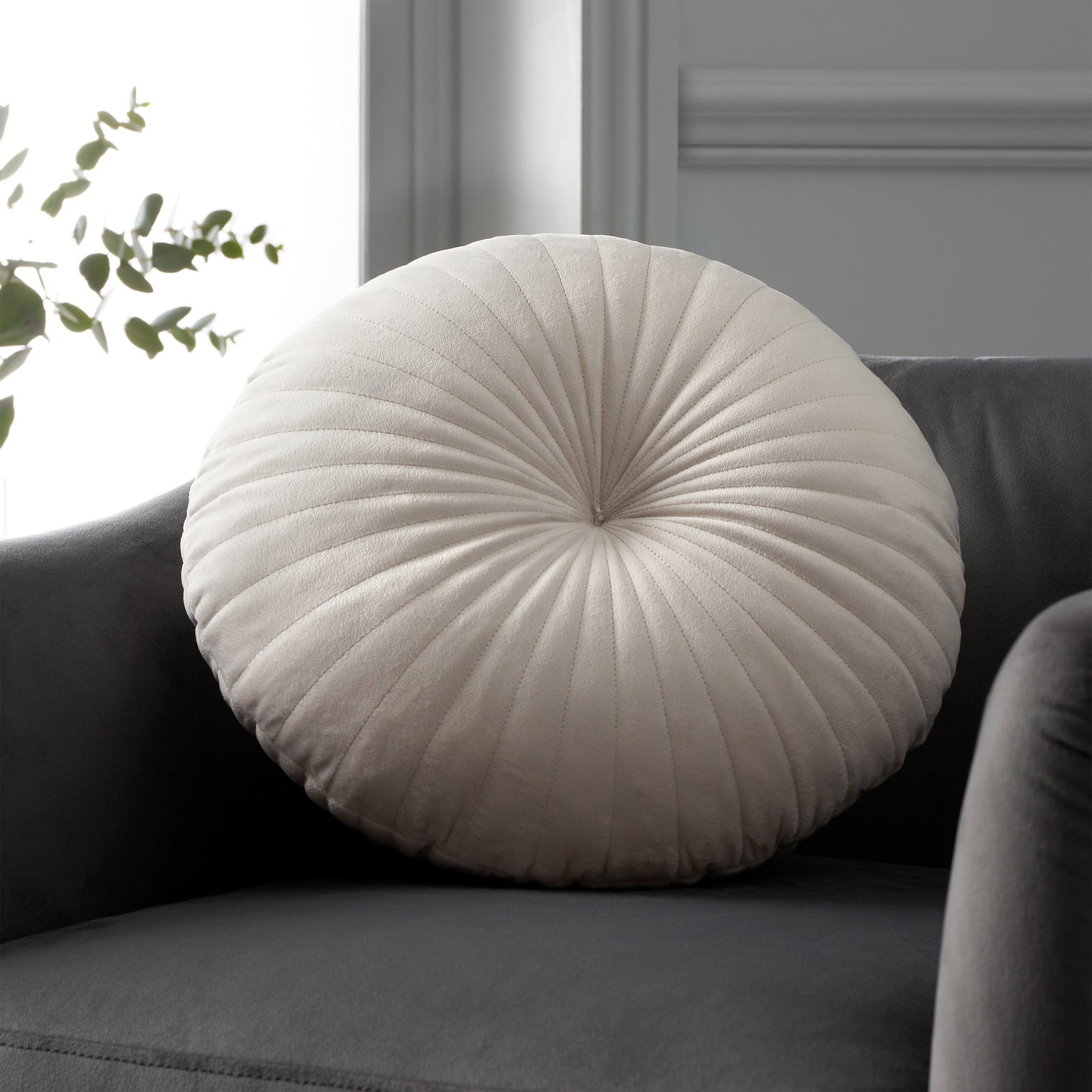 Catherine Lansfield Velvet Round Cushion