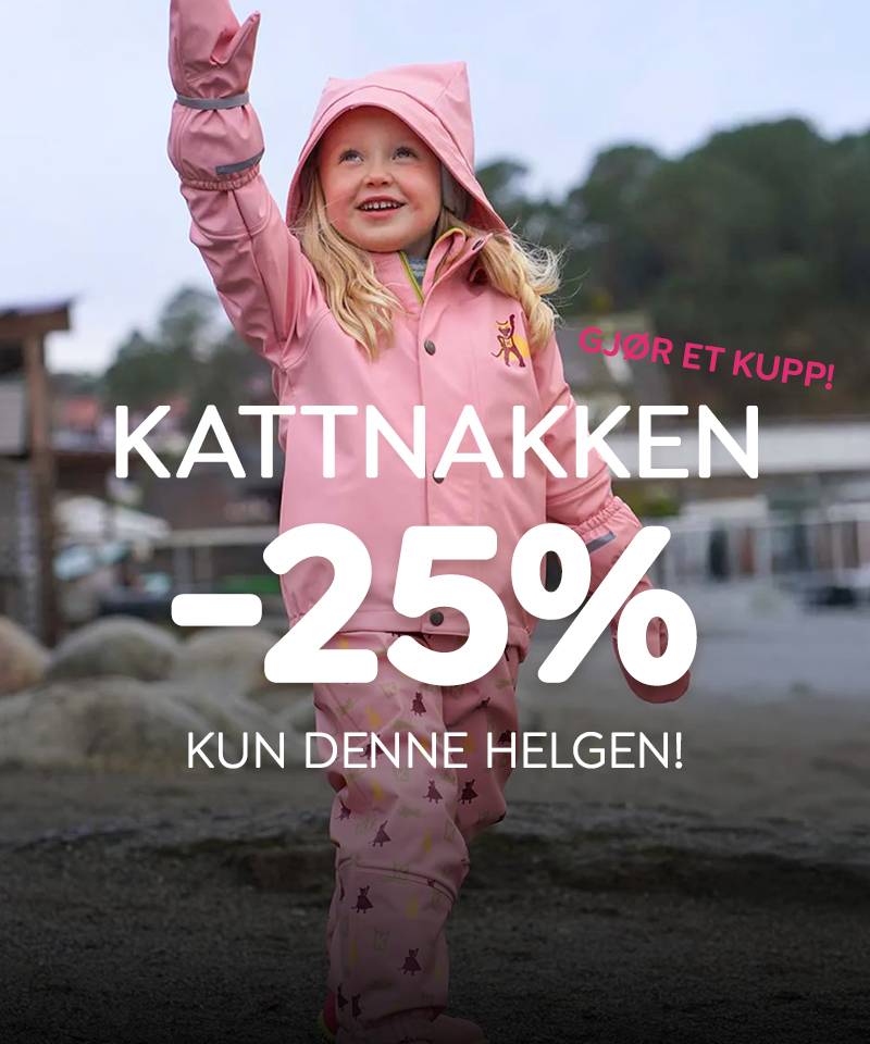 Helgetilbud: 25% rabatt på Kattnakken regntøy 