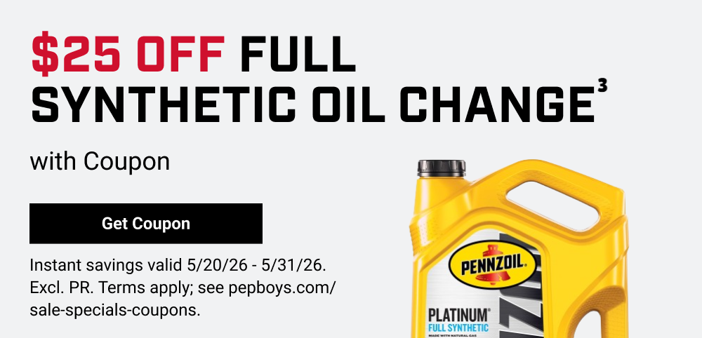 $25 OFF FULL SYNTHETIC OIL CHANGE WITH COUPON(3)