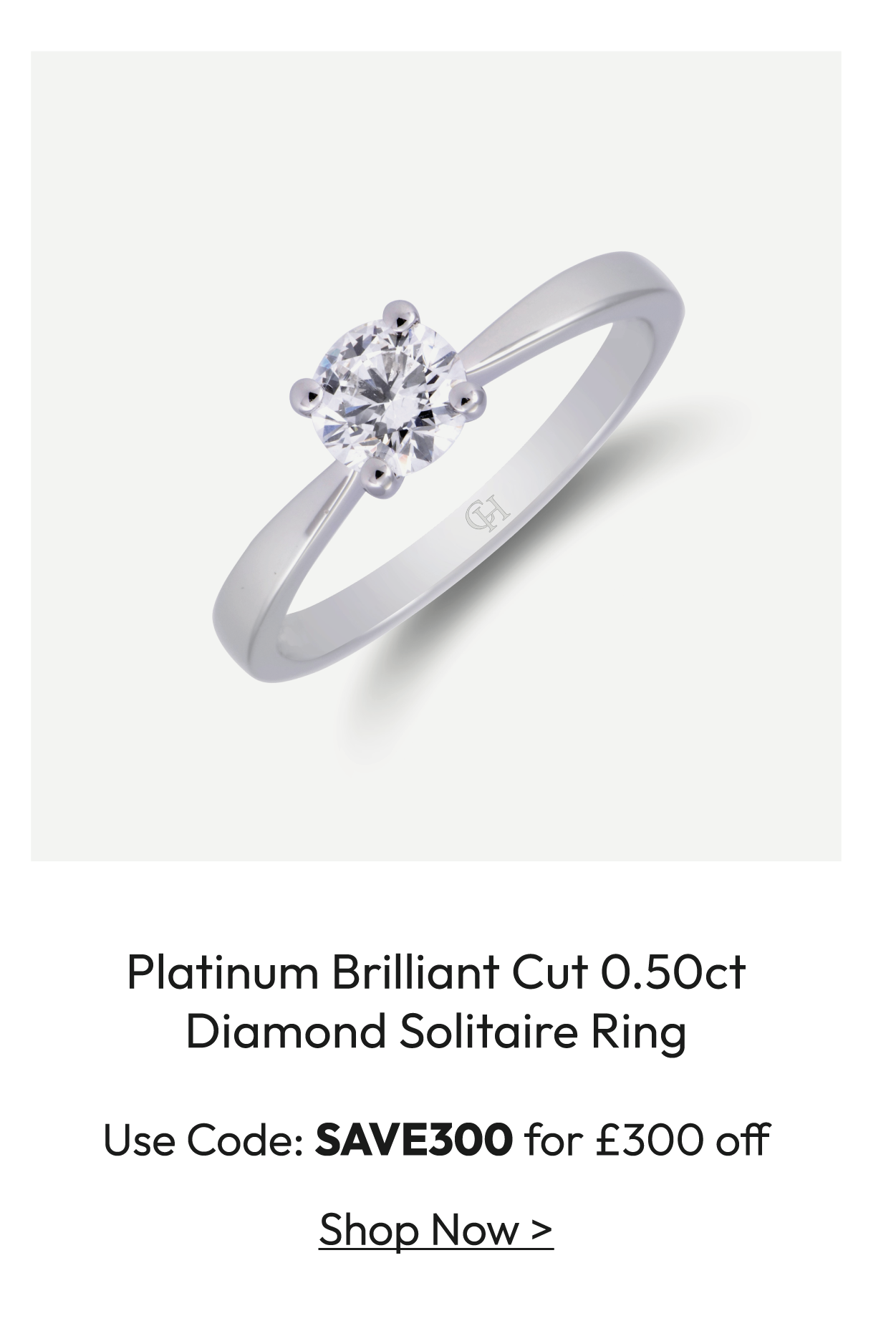 Platinum Brilliant Cut 0.50ct Diamond Solitaire Ring