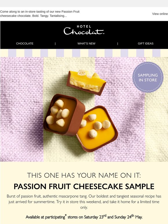 Complimentary sample, this weekend only