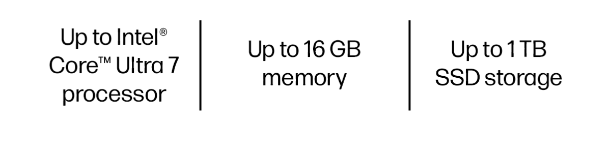 Up to Intel® Core™ Ultra 7 processor | Up to 16 GB memory | Up to 1 TB SSD storage