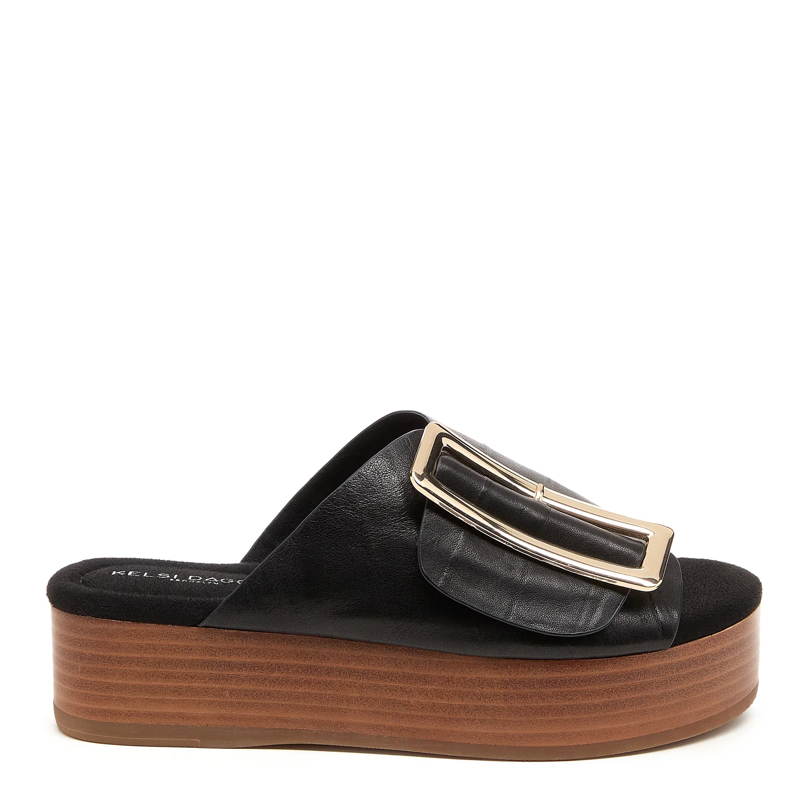 Image of Dover Black Leather Platform Sandals