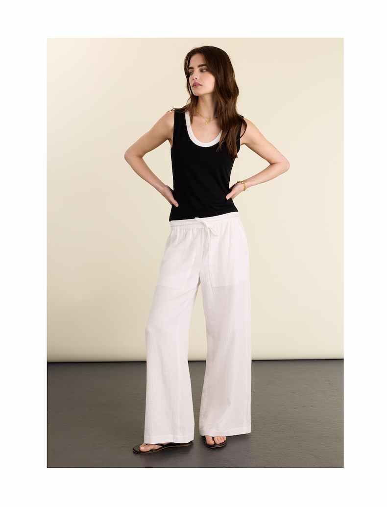 Melrose Double Cheesecloth Wide Leg Trousers