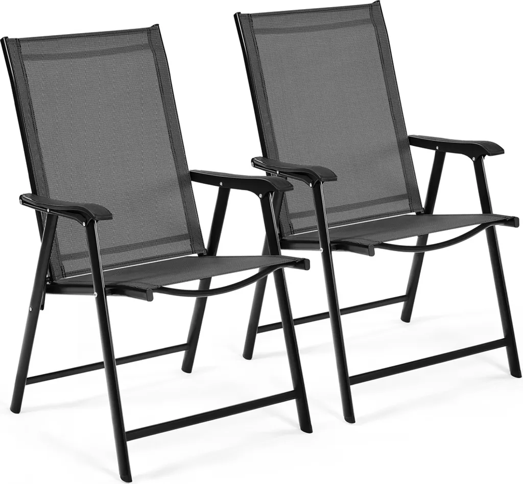 Image of Yaheetech Tuinstoelen Set van 2 Zwart – Opvouwbare Hoge Rugleuning – 54 x 57 x 93,5 cm