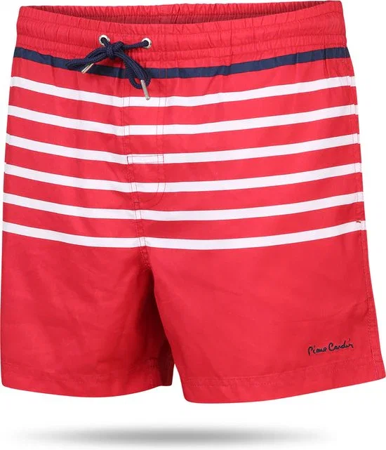 Image of Pierre Cardin - Heren Zwembroeken Striped Swim Short - Rood - Maat XXL
