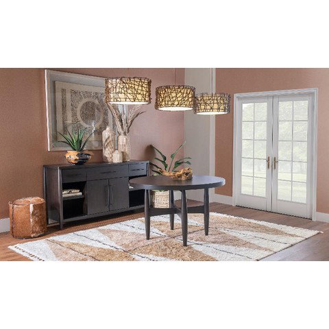 Koko Minx Brown Round Table with 4 Upholstered-Back Chairs