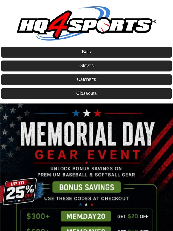 Memorial Day Gear Event Expanded — Up To 25% Off Select Gear