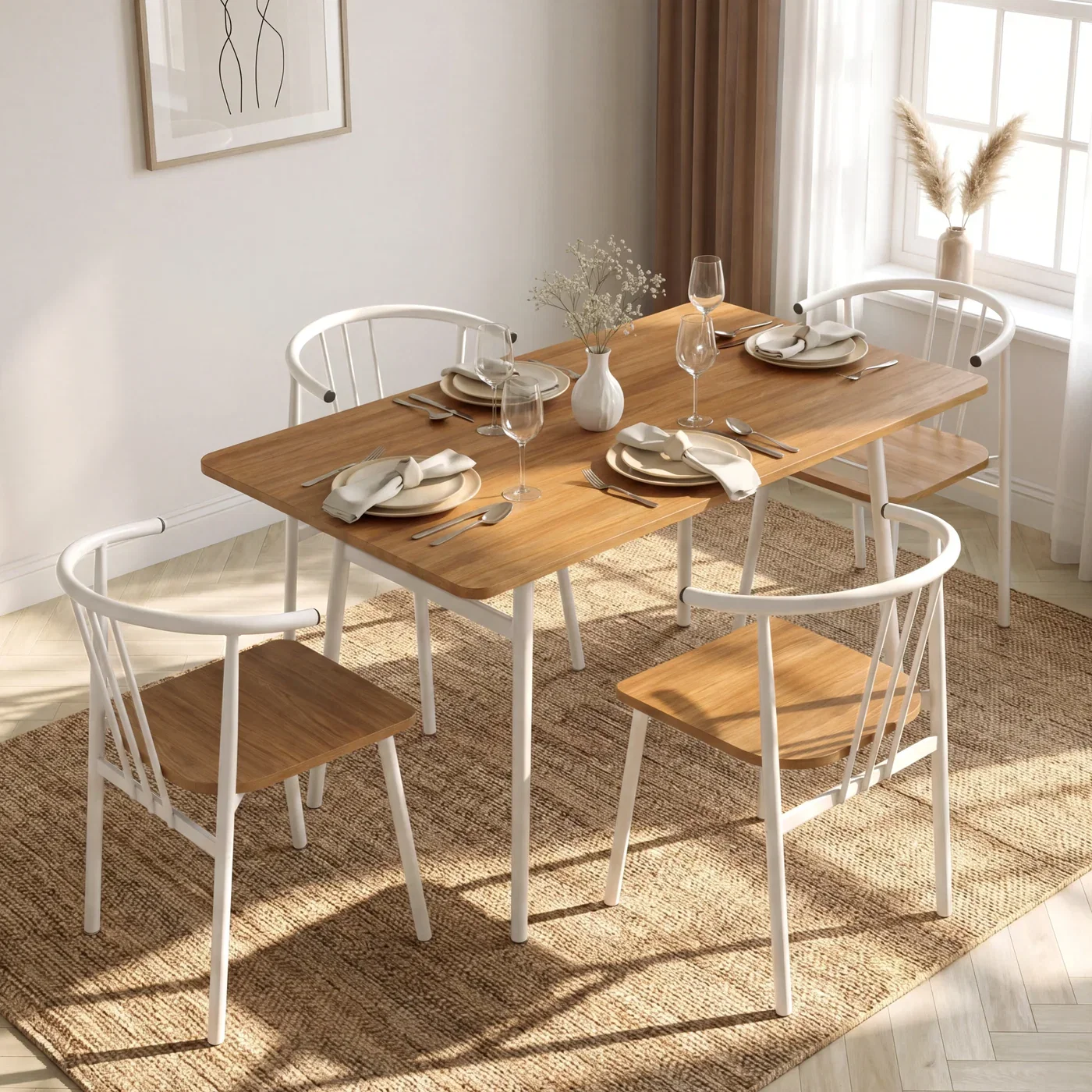 Torvi Oak Dining Table and Chairs Set