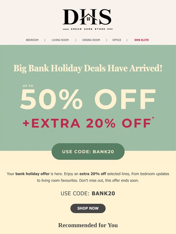 Bank Holiday Sale - Extra 20% Off Just For You