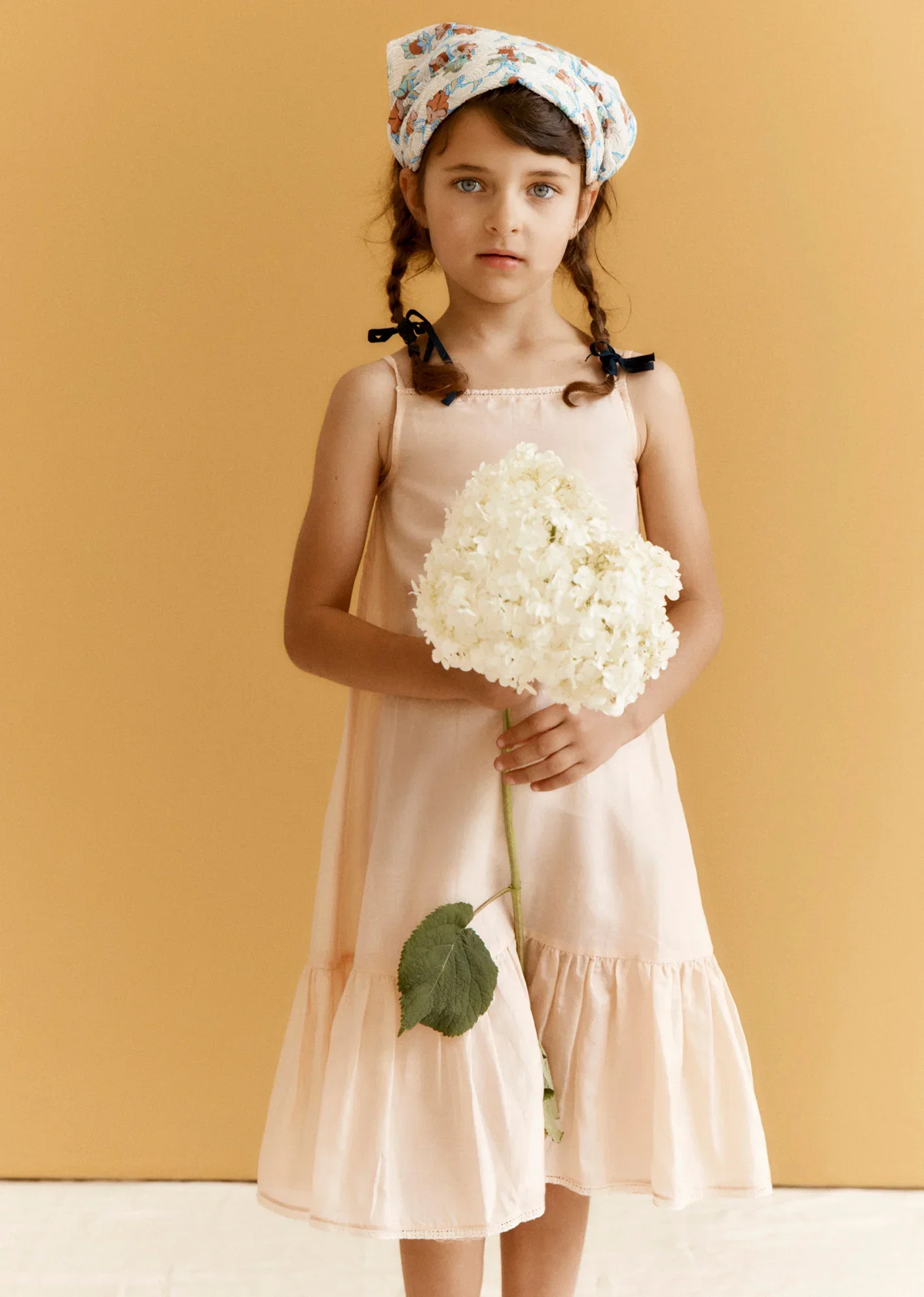 Image of GRAPE GIRL'S SILK SLIP DRESS - PALE PEACH
