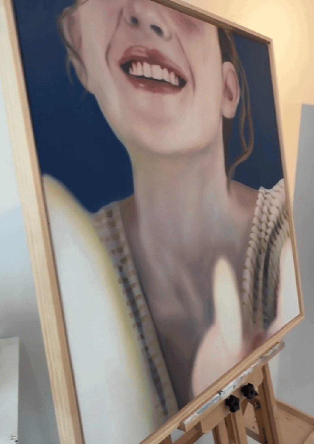 photograph of a painting on an easel