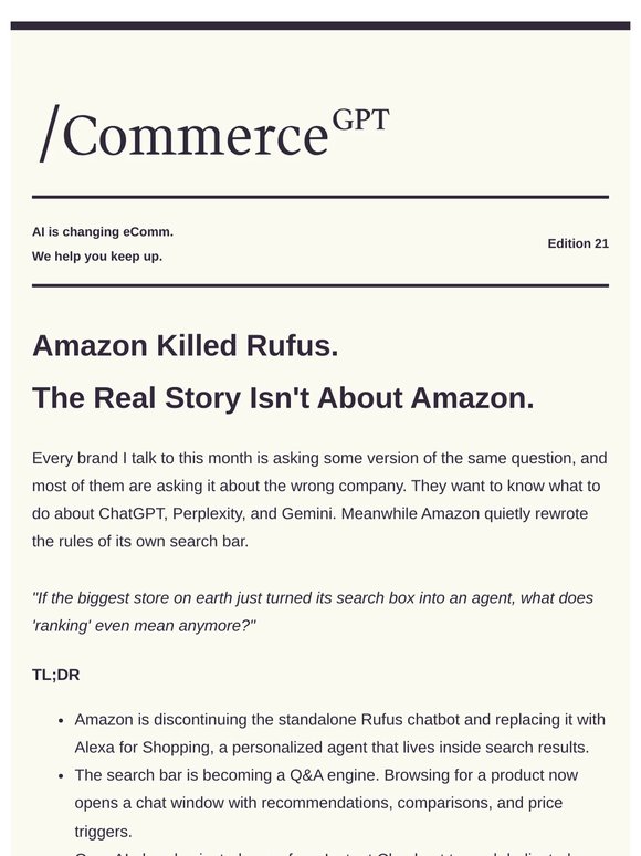 Amazon Killed Rufus.
