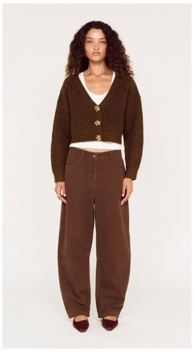 Brown Mid Rise Barrel Leg Jeans