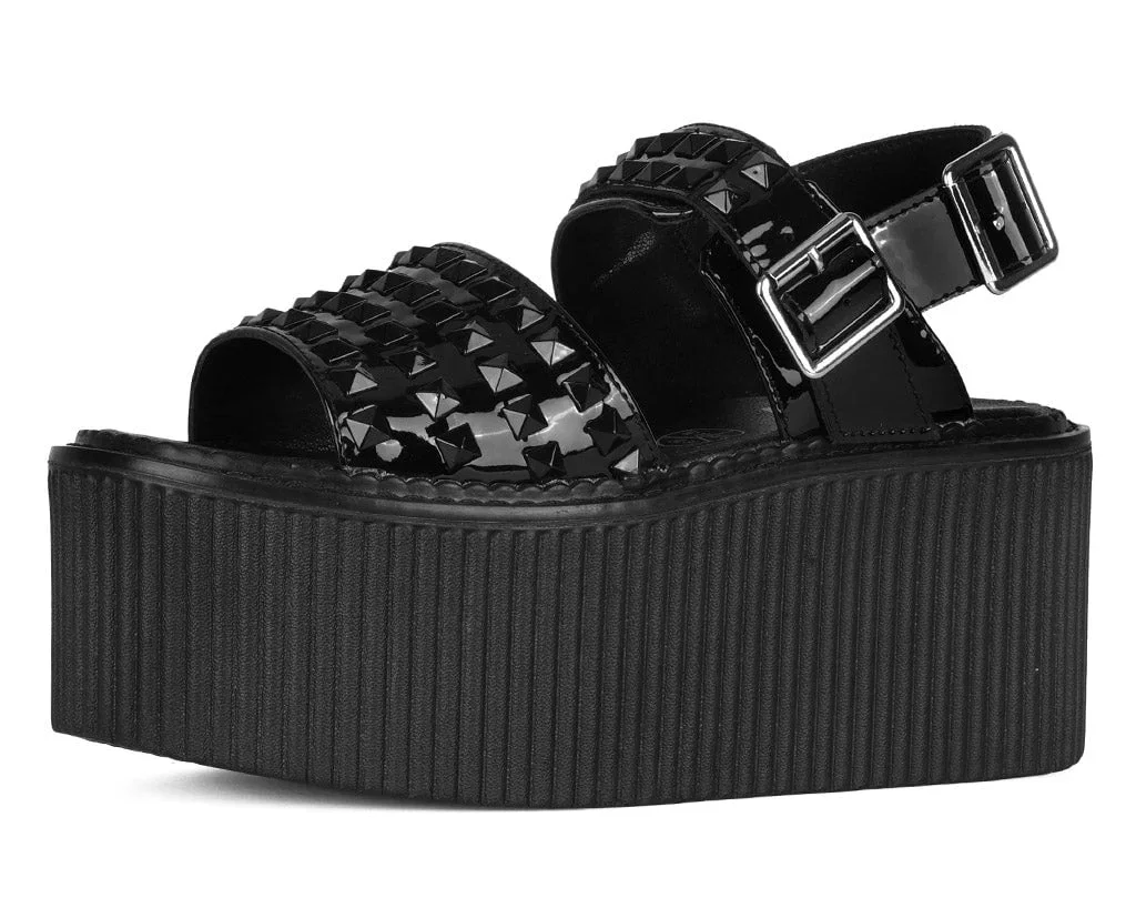 Image of Black Patent Studded Strato Sandal