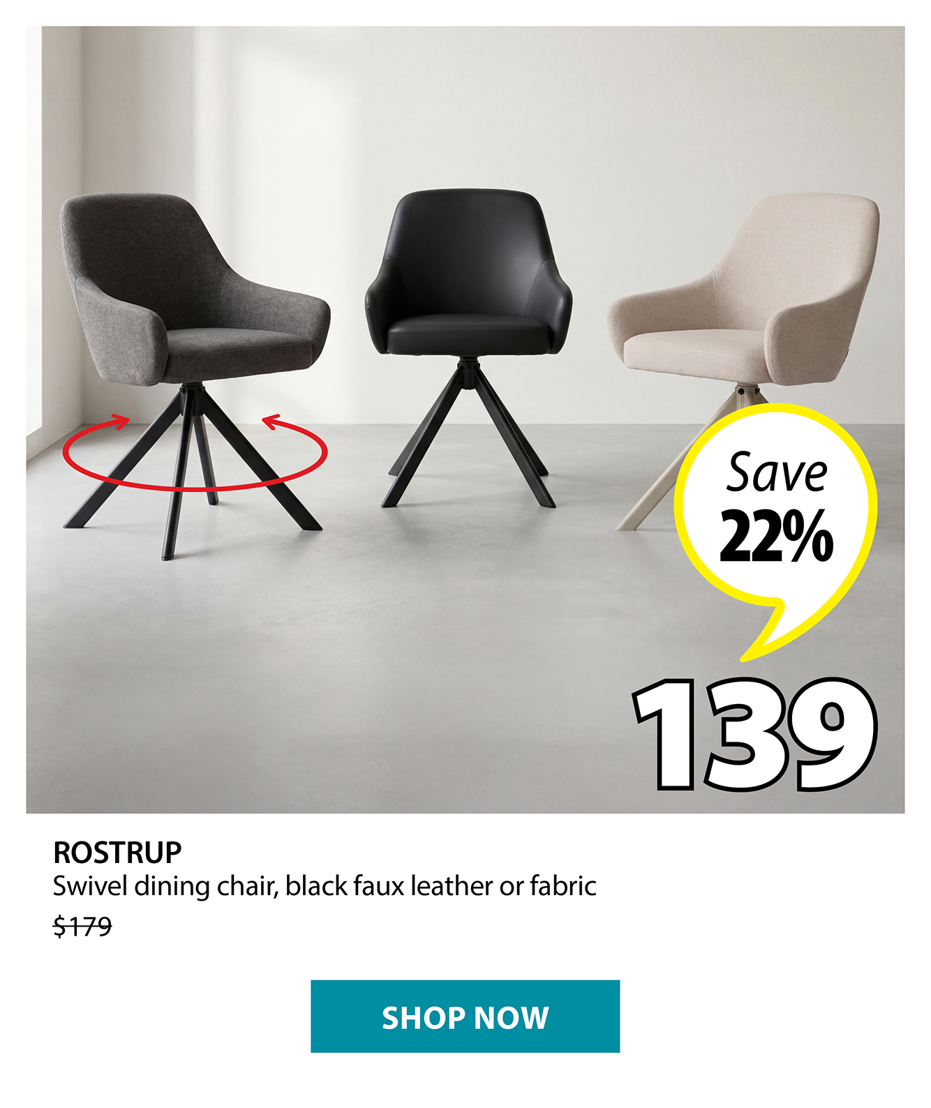ROSTRUP Swivel dining chair | Save 22%