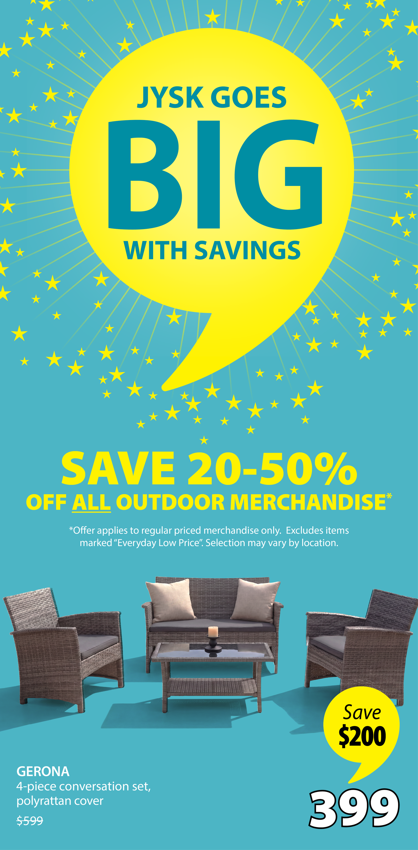 SAVE 20-50% OFF ALL OUTDOOR MERCHANDISE* | GERONA Save $200