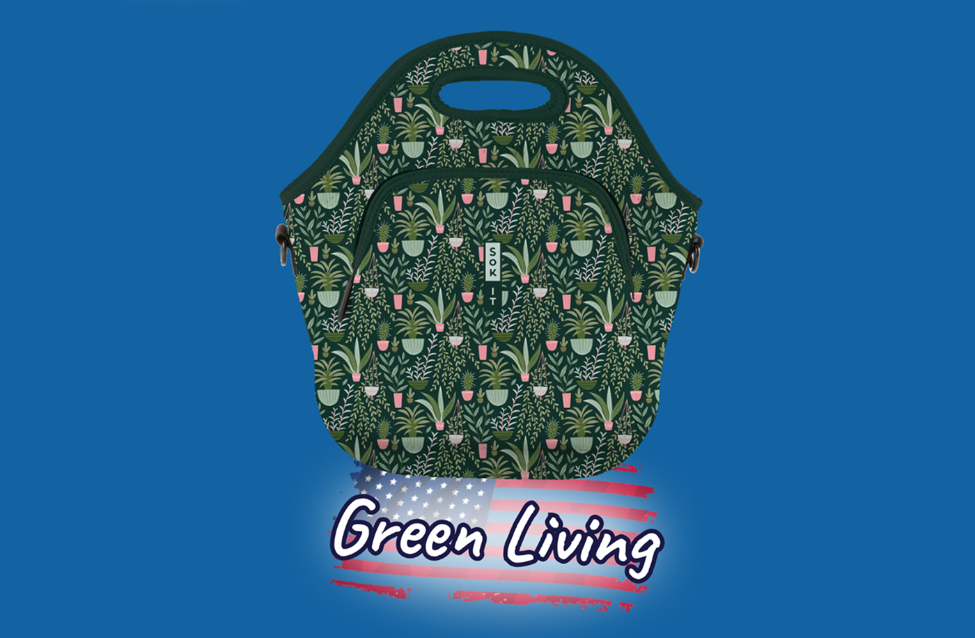 Green Living green patterned carry bag