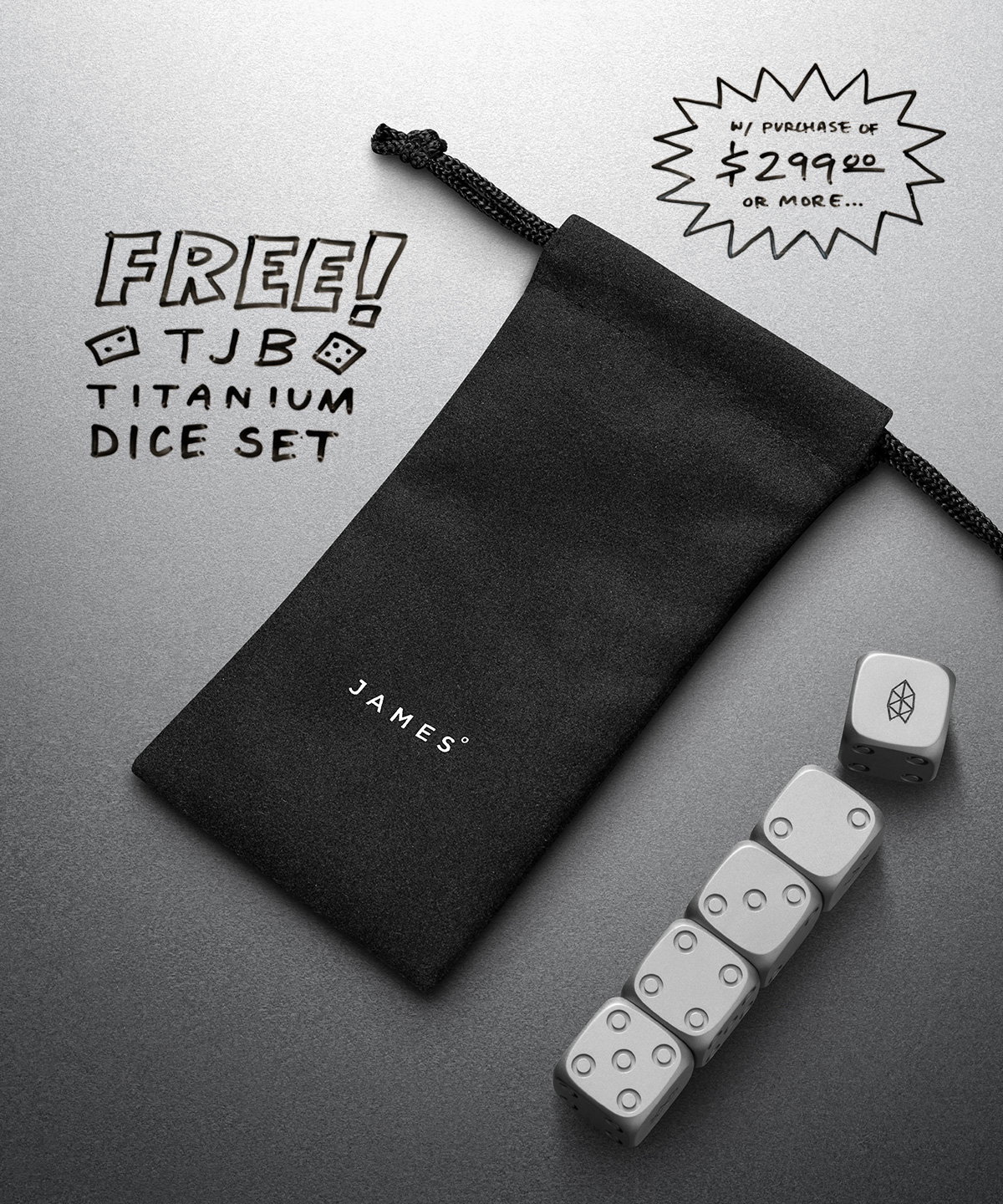 Titanium dice with bag