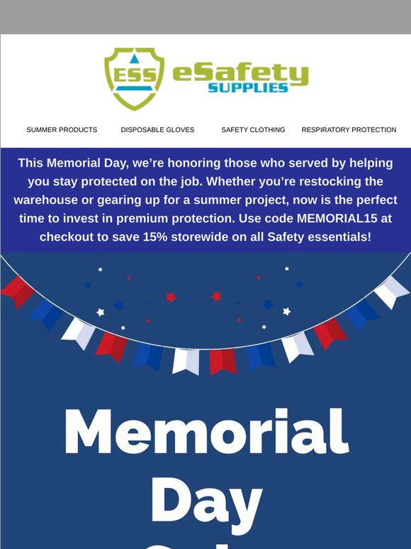 In Honor of Memorial Day: Save 15% Storewide this Memorial Day Weekend!