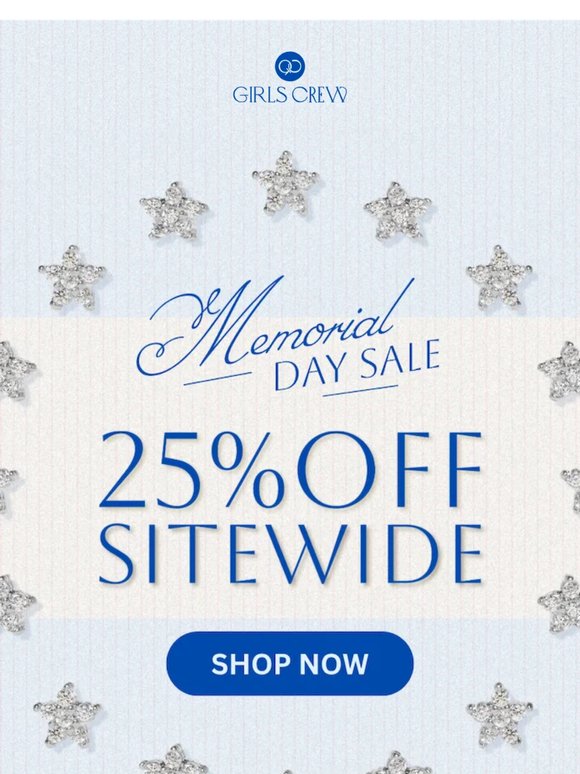 Long Weekend + 25% OFF SITEWIDE = Perfect Timing
