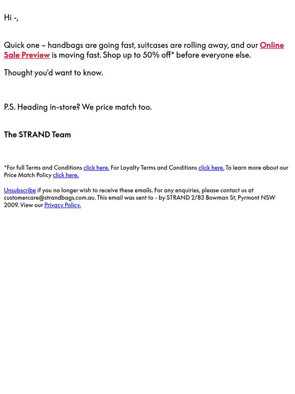 —, in case you missed it earlier, Up to 50% OFF* Online Sale Preview is NOW LIVE!
