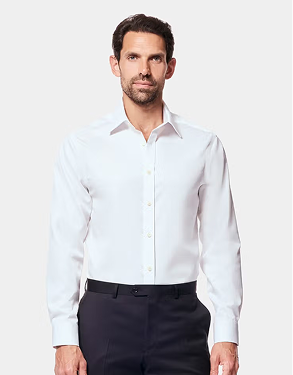 Fitted Slim White Twill Non-Iron Shirt