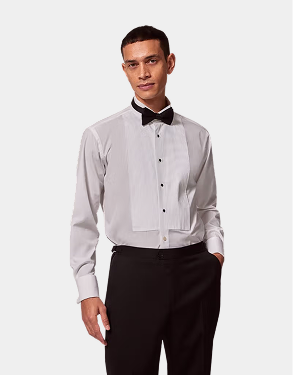 Slim Fit White Pleat Front Evening Shirt