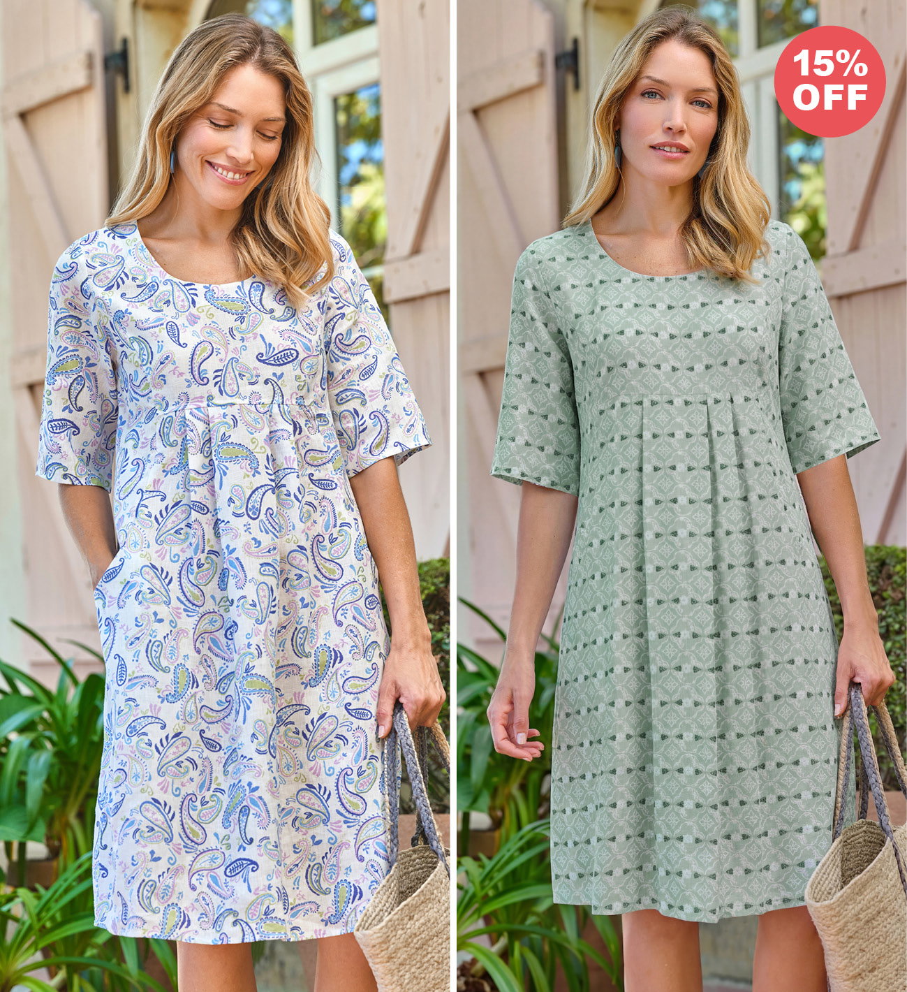 Womens Linen Pocket Tunic Dress