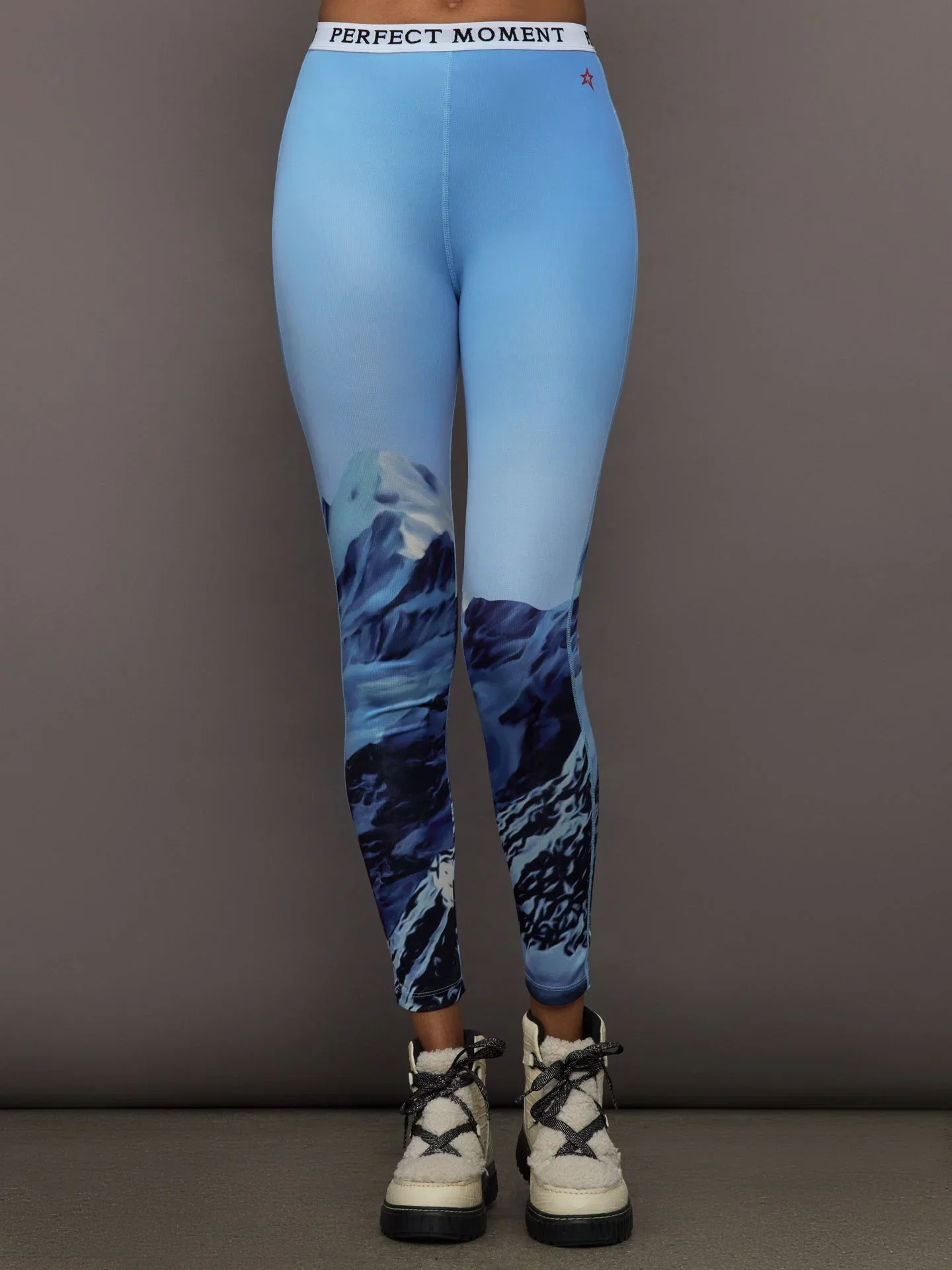 Printed Base Layer Leggings - Ski Lift Blue