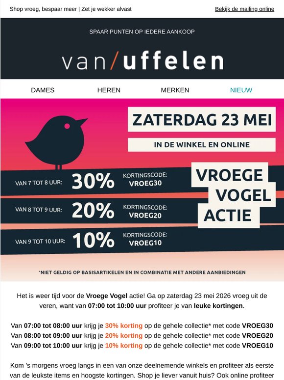 Vroege Vogel actie: tot 30% korting op de gehele collectie