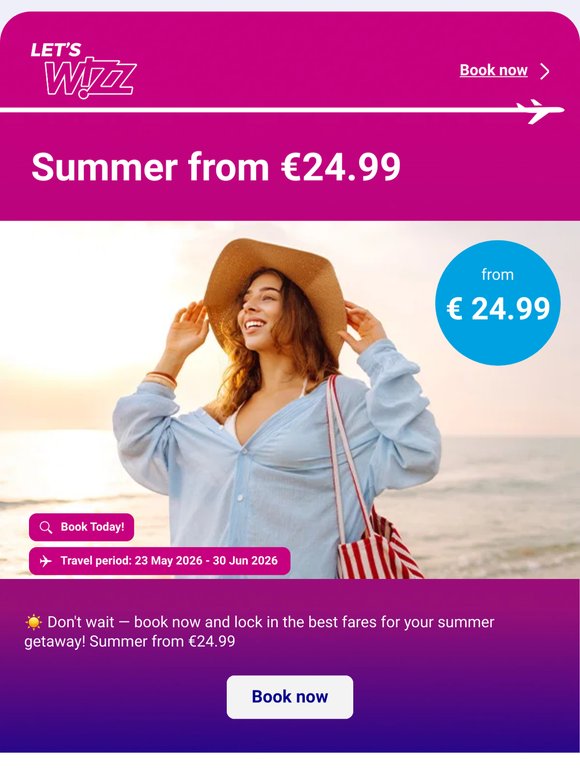 Fly from 24.99 € this summer ☀️✈️