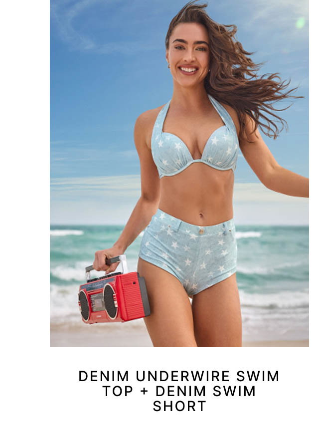 Denim Underwire Swim Top + Denim Swim Short