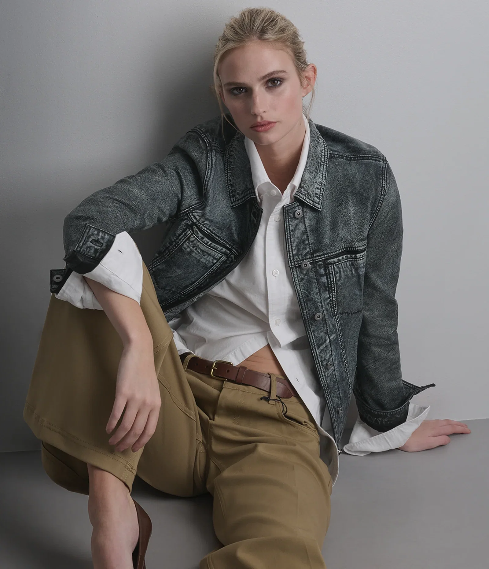 Image of Addison Leather Denim Jacket