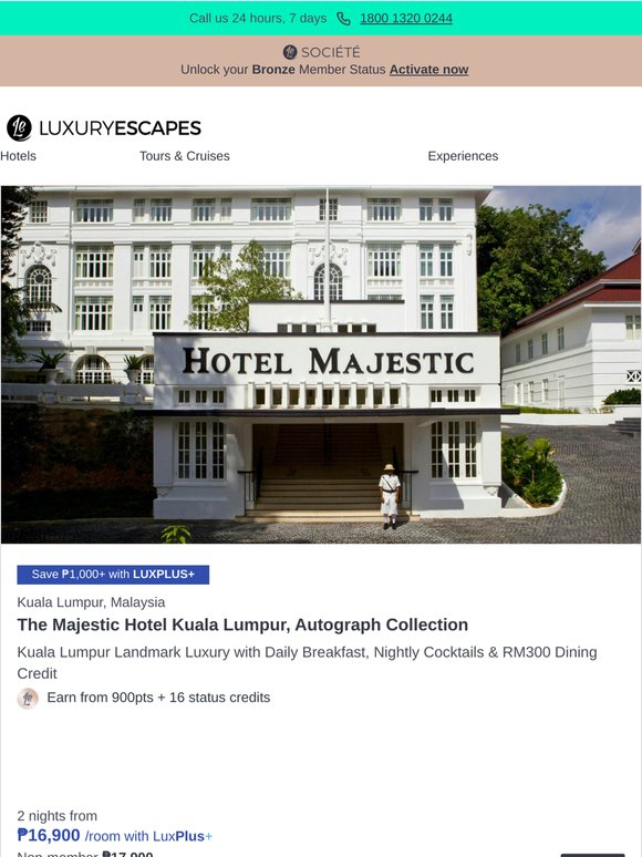 Kuala Lumpur Iconic Luxury w. Daily Breakfast, Cocktails & RM300 Dining Credit