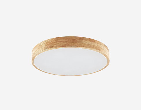 Plafón Lindby Tanju, Ø 60 cm, 5 luces, madera de roble, E27