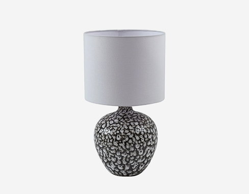 Lindby lámpara de mesa Thalassia, blanco/negro, Ø 26cm, cerámica
