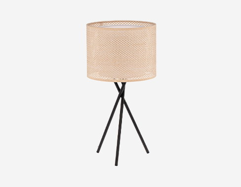 Lámpara de mesa Lindby Soula, Ø 26 cm, beige, plástico, E27