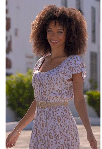 Animal Print Rattan Belted Dress