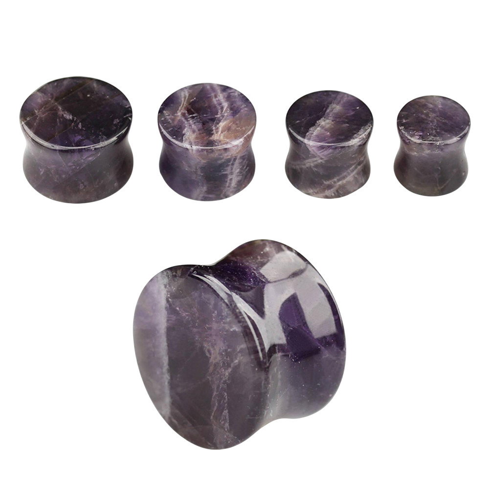Amethyst Stone Double Flare Ear Plugs Tunnels Gauges Piercing Jewelry