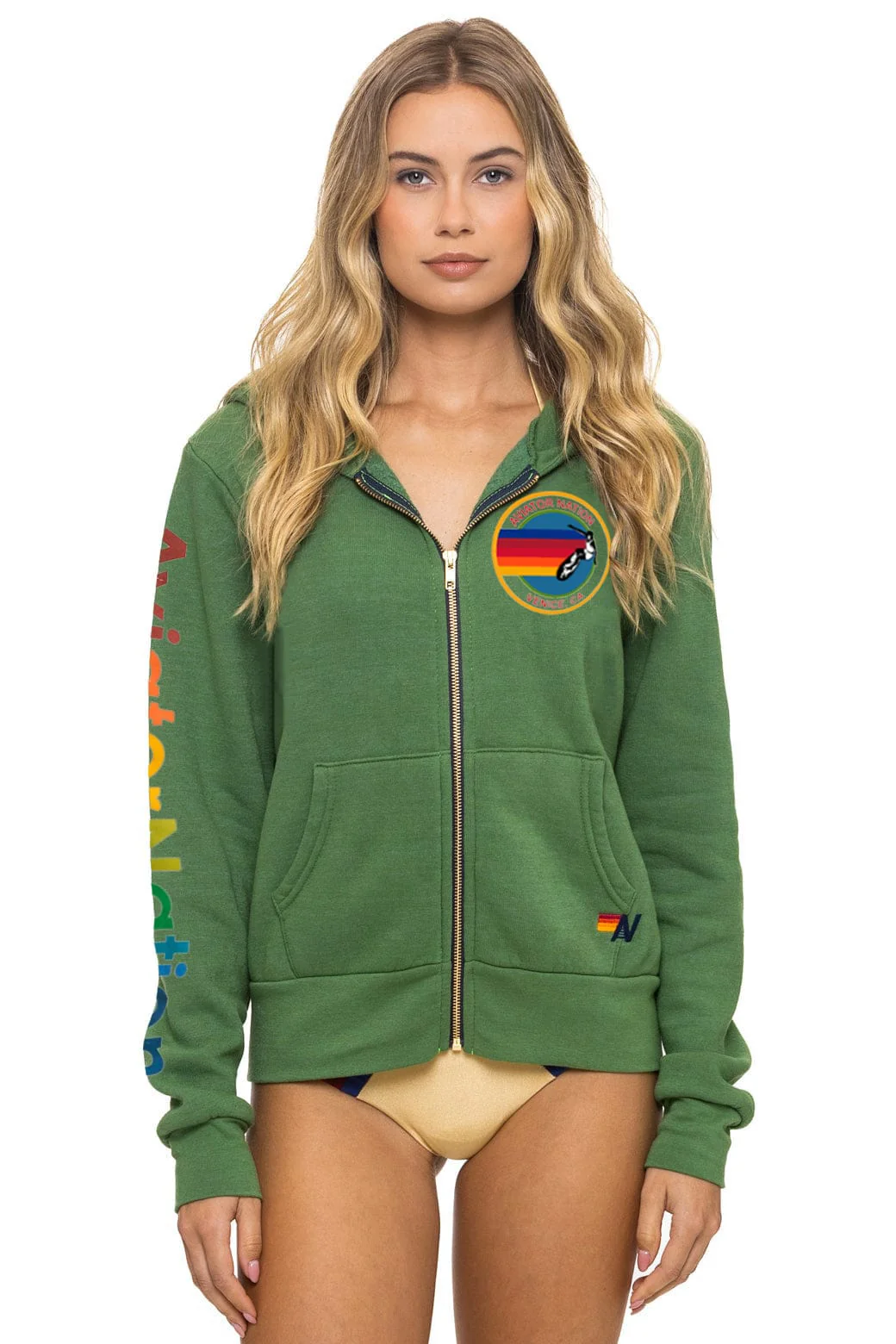 Image of AVIATOR NATION ZIP HOODIE - PALM