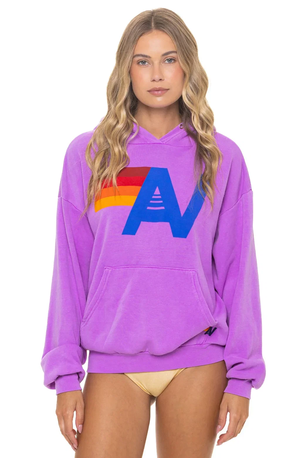 Image of LOGO PULLOVER RELAXED HOODIE - NEON PURPLE