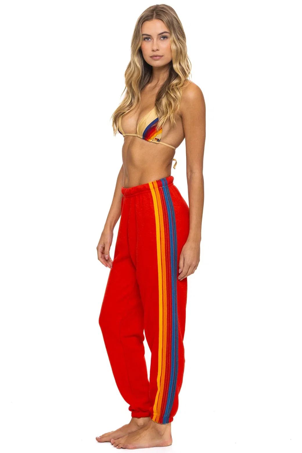 Image of BROCK: 5 STRIPE SWEATPANTS - RED