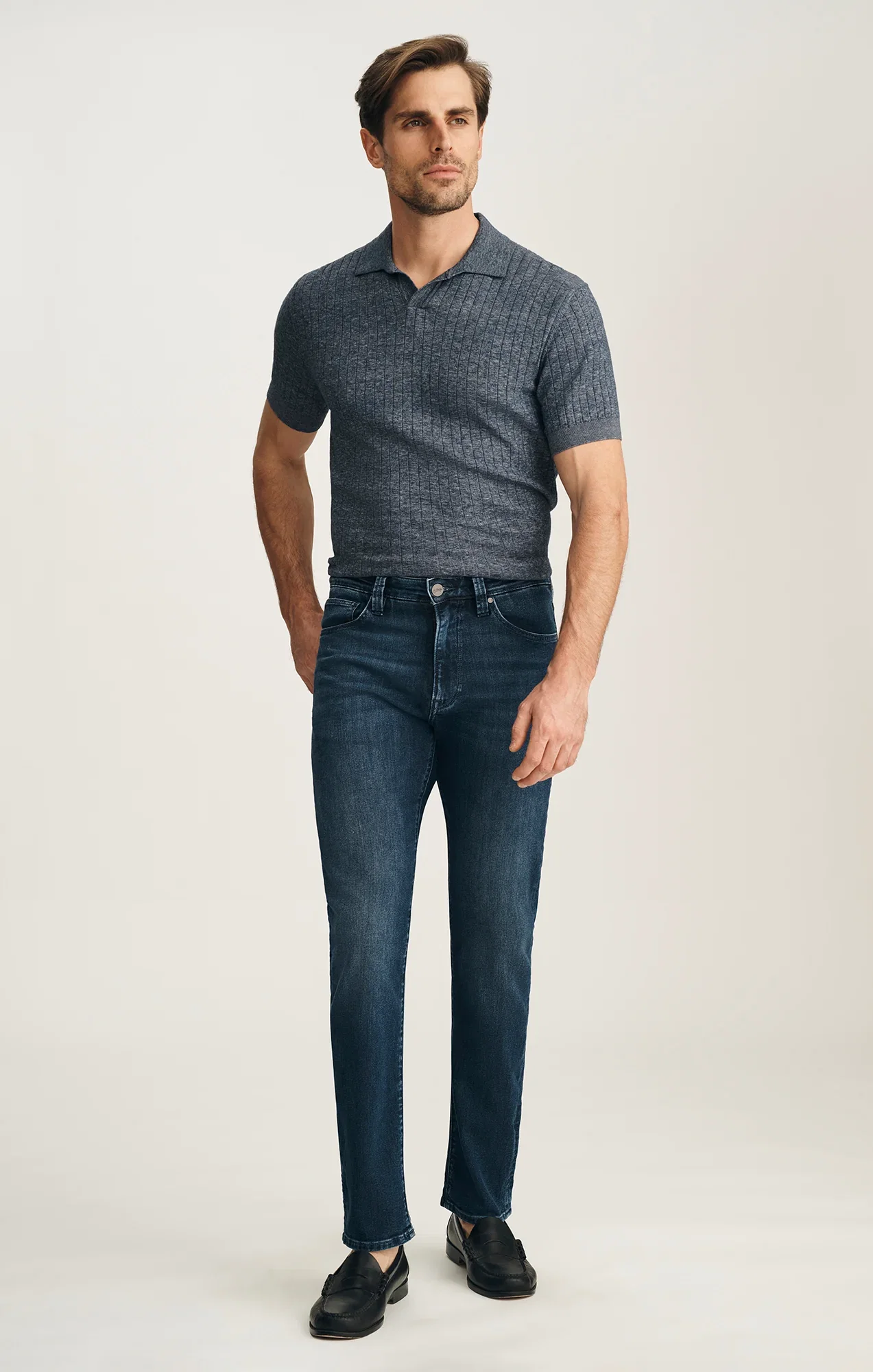 Image of Courage Straight Leg Jeans In Deep Brushed Aerodenim