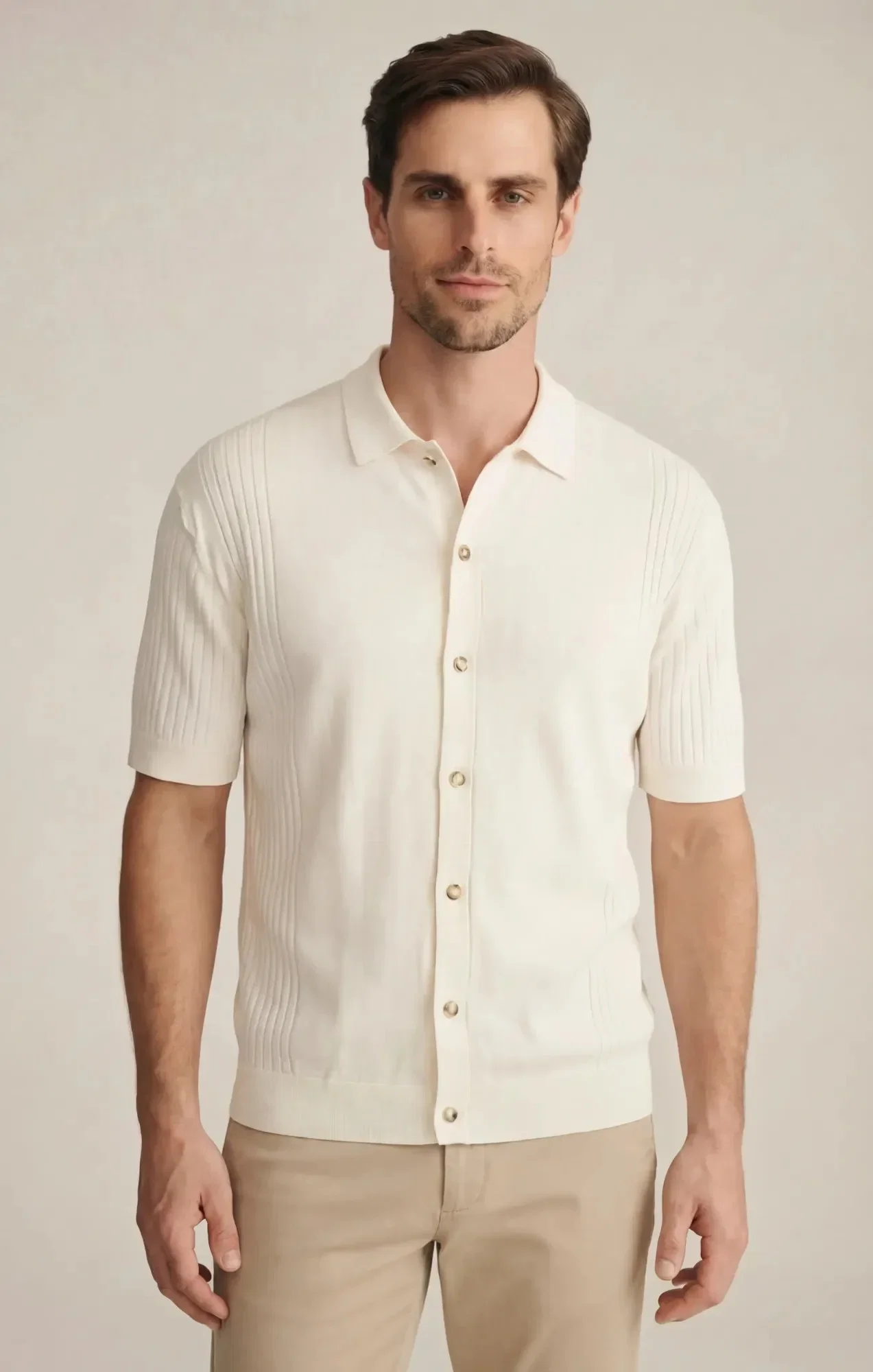 Image of Button Down Sweater In Silver Birch