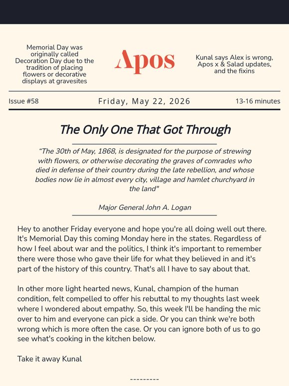Apos Friday Weekly Newsletter #58