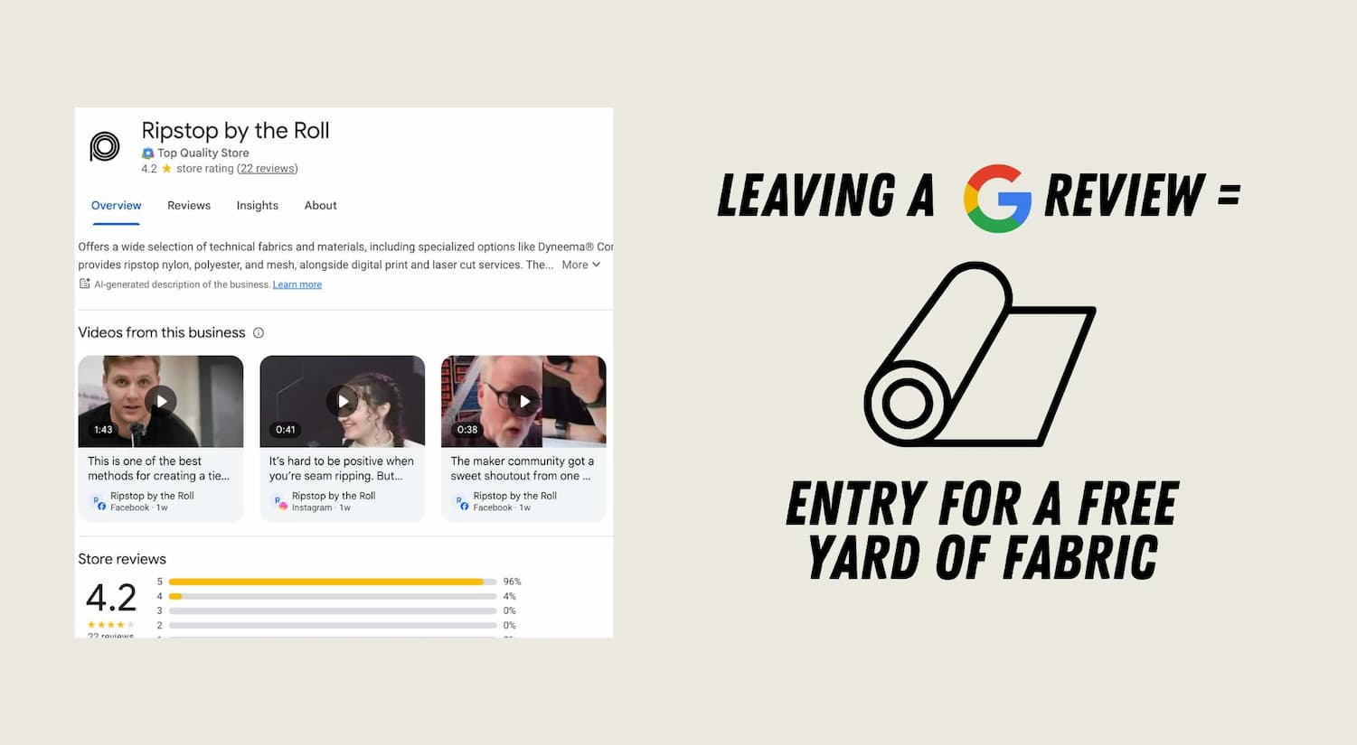 Ripstop by the Roll Google Business Page